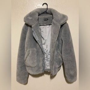 Grey PLT fuzzy jacket